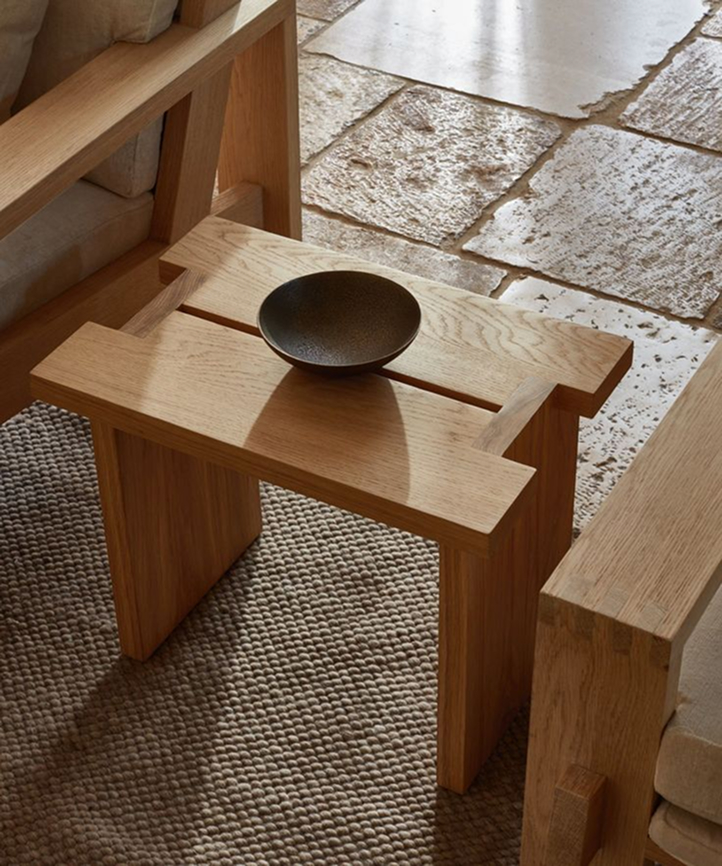 Moodboard reference for the Nao stool — quiet, minimalist Japanese interior
